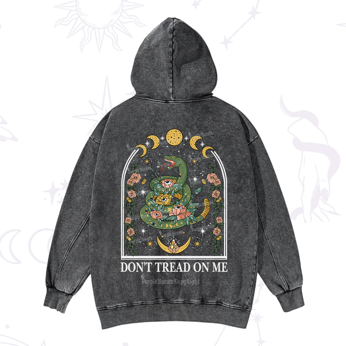 Purplehecate Don't Tread On Me Washed Hoodie