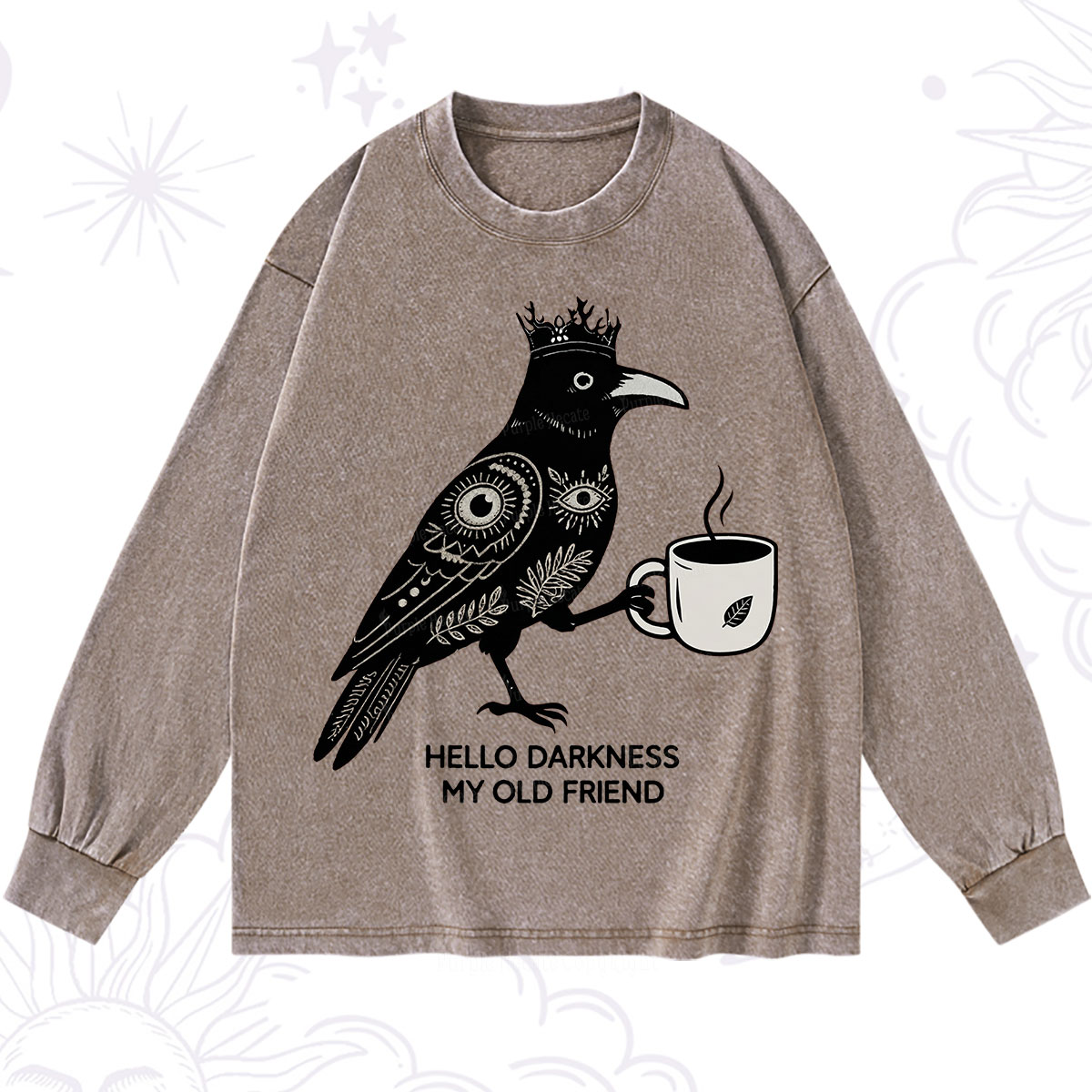 Purplehecate Hello Darkness My Old Friend Washed Long Sleeve Shirt