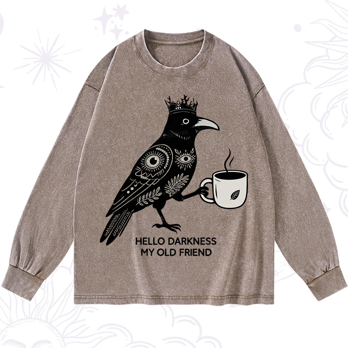 Purplehecate Hello Darkness My Old Friend Washed Long Sleeve Shirt