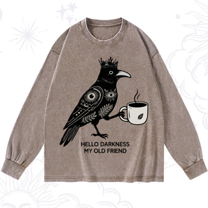 Purplehecate Hello Darkness My Old Friend Washed Long Sleeve Shirt