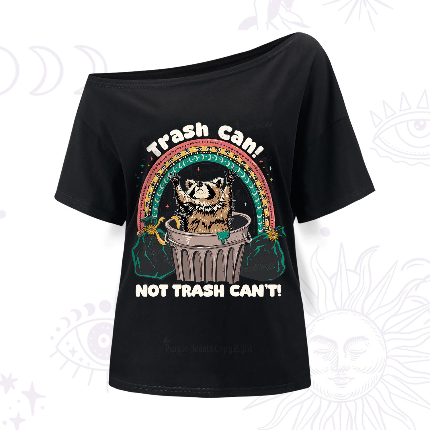 Purplehecate Trash Can Not Trash Can't One Shoulder T-Shirt
