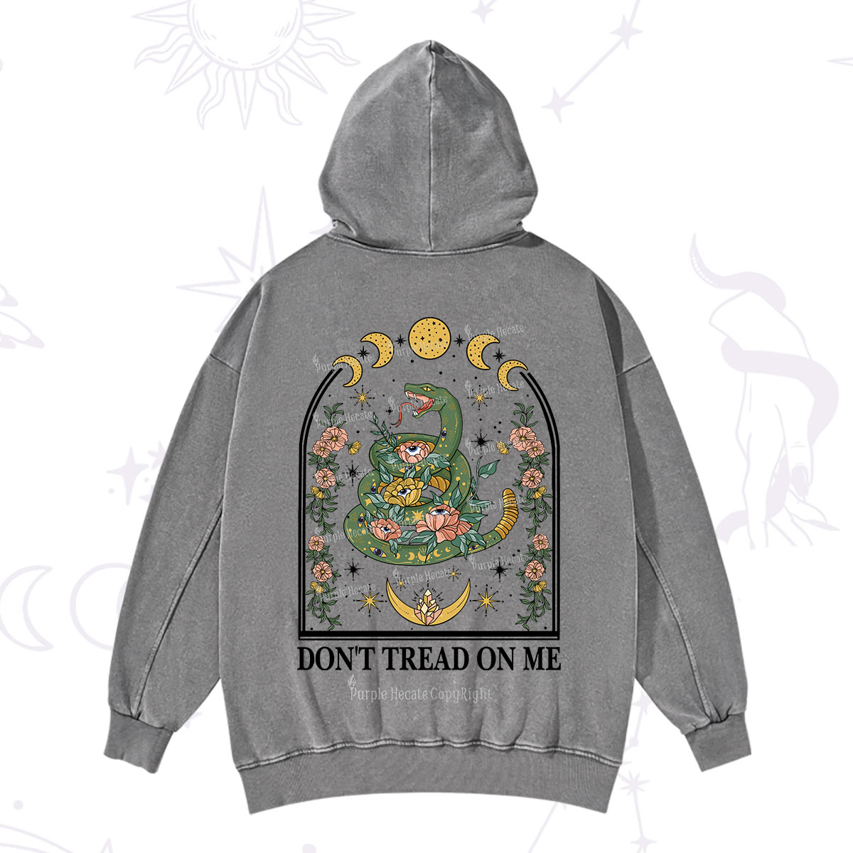 Purplehecate Don't Tread On Me Washed Hoodie