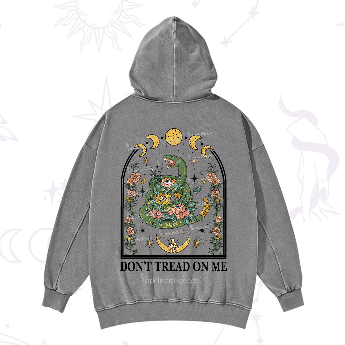Purplehecate Don't Tread On Me Washed Hoodie