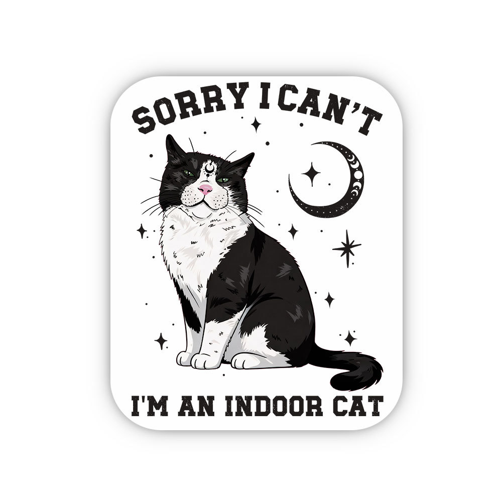 Purplehecate Sorry I Can't Go I'm an Indoor Cat Sticker