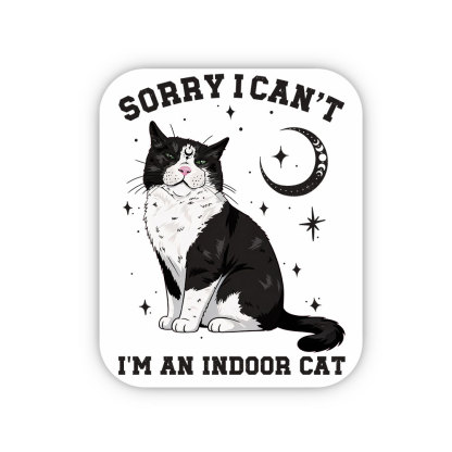 Purplehecate Sorry I Can't Go I'm an Indoor Cat Sticker