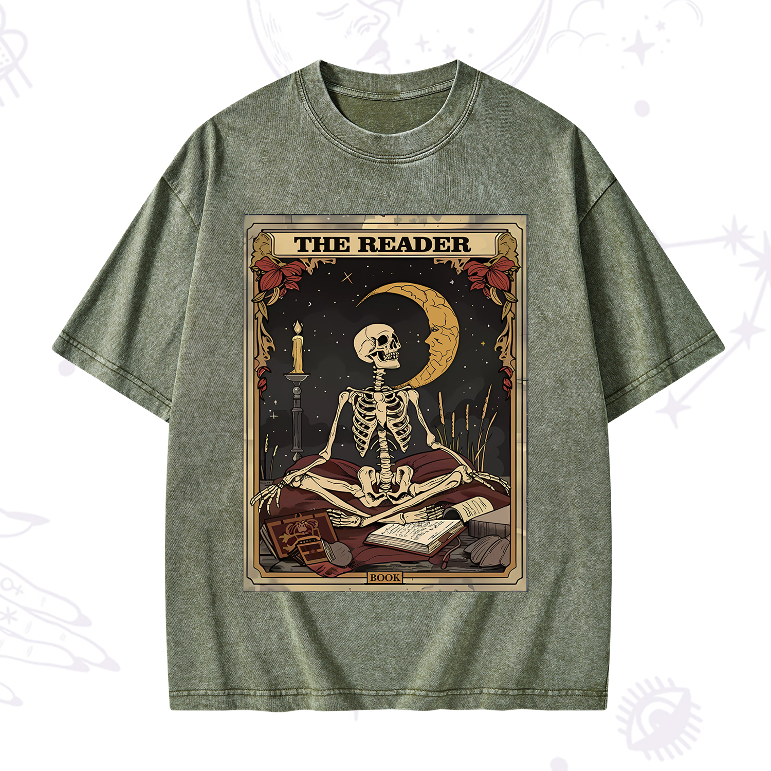 Purplehecate The Reader Tarot Card Washed T-Shirt