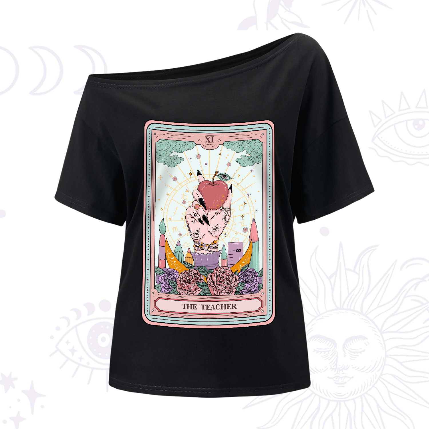 Purplehecate The Teacher Tarot One-Shoulder T-Shirt
