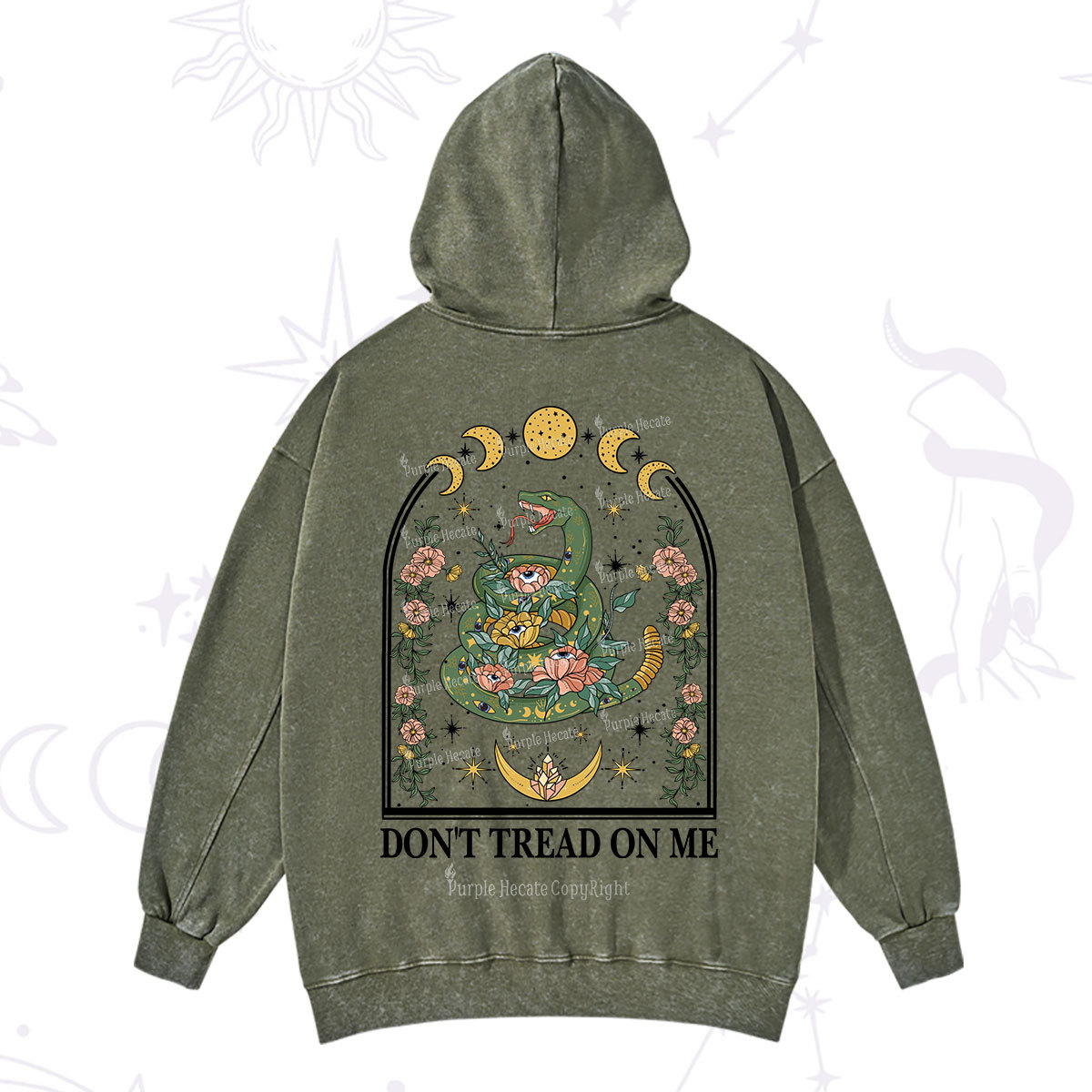 Purplehecate Don't Tread On Me Washed Hoodie