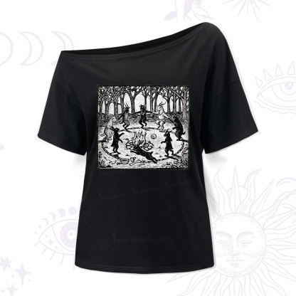 Purplehecate Woodland Rites of the Black Goat One Shoulder T-Shirt