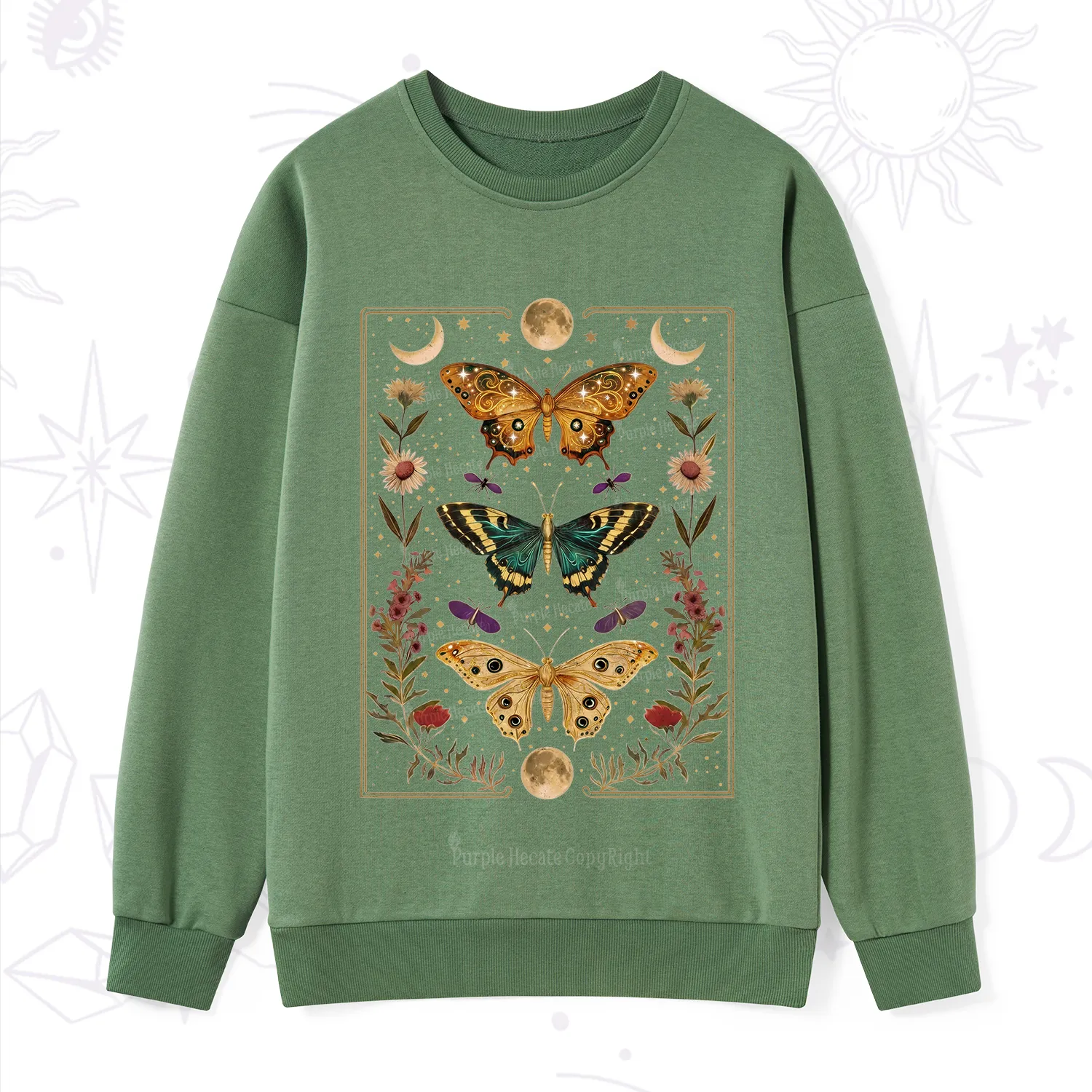 Purplehecate Sun and Moon Butterfly Sweatshirt