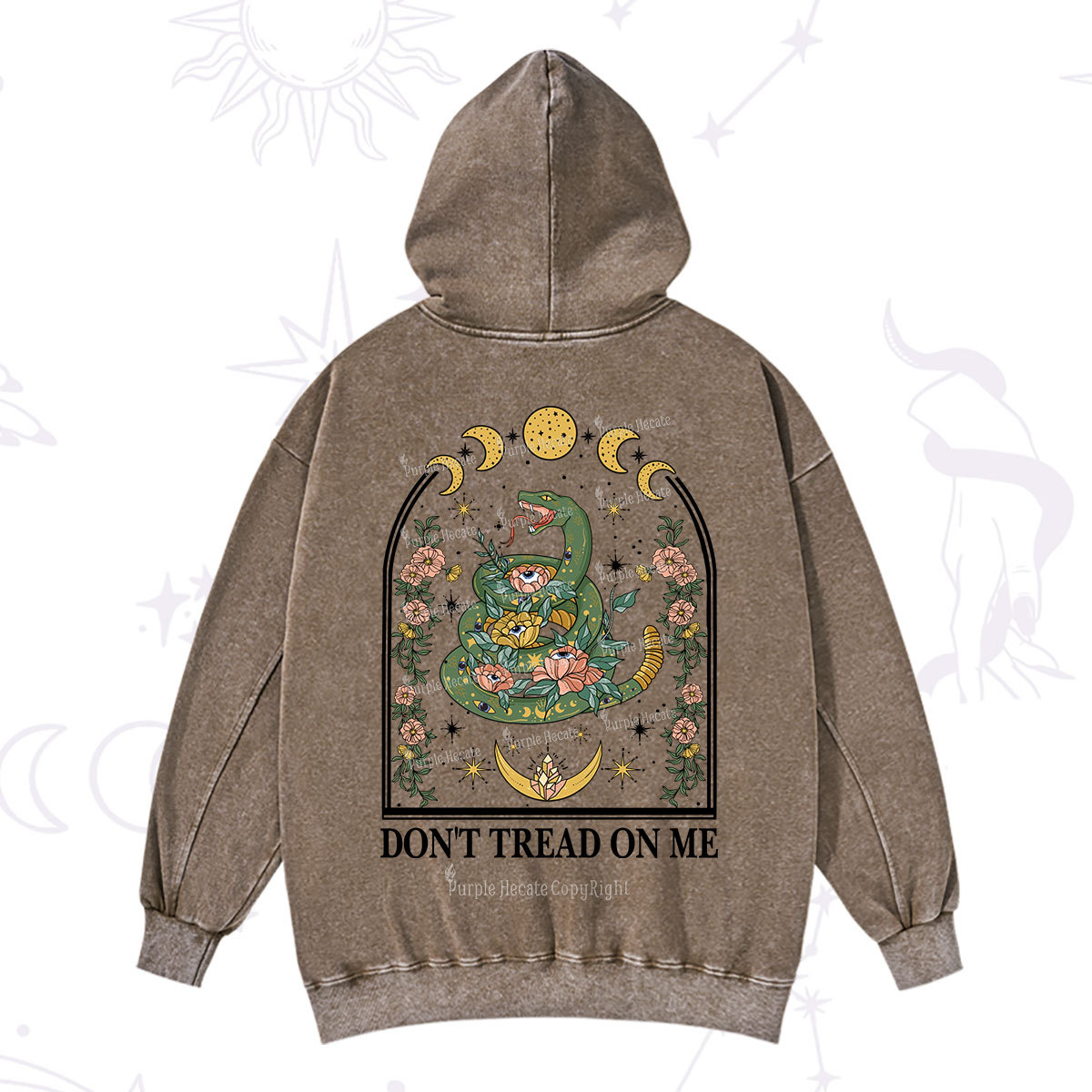 Purplehecate Don't Tread On Me Washed Hoodie
