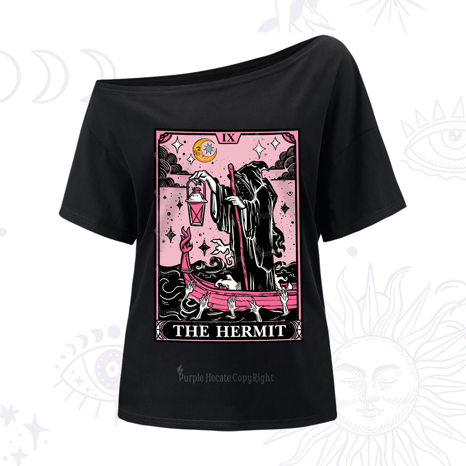 Purplehecate The Hermit Tarot Card One Shoulder T-Shirt