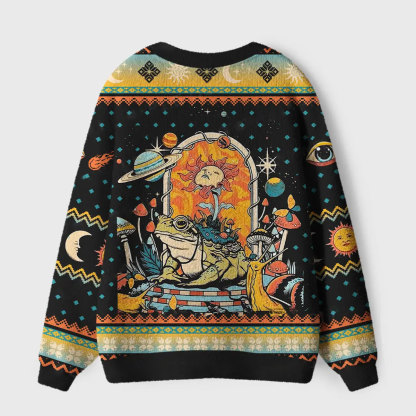Purplehecate Frog and Mushroom Ugly Ugly Cardigan Sweaters