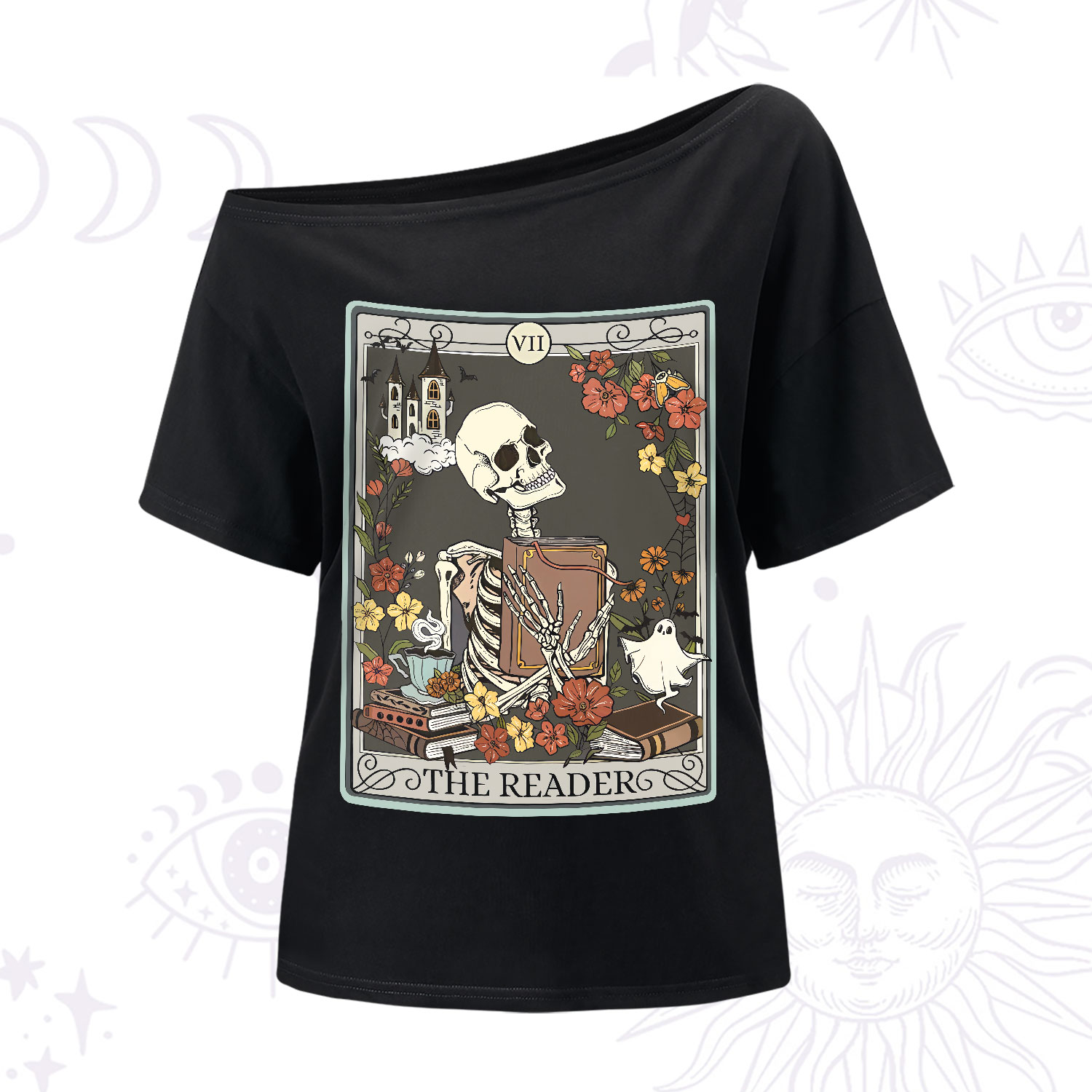 Purplehecate The Reader Tarot Card One-Shoulder T-Shirt