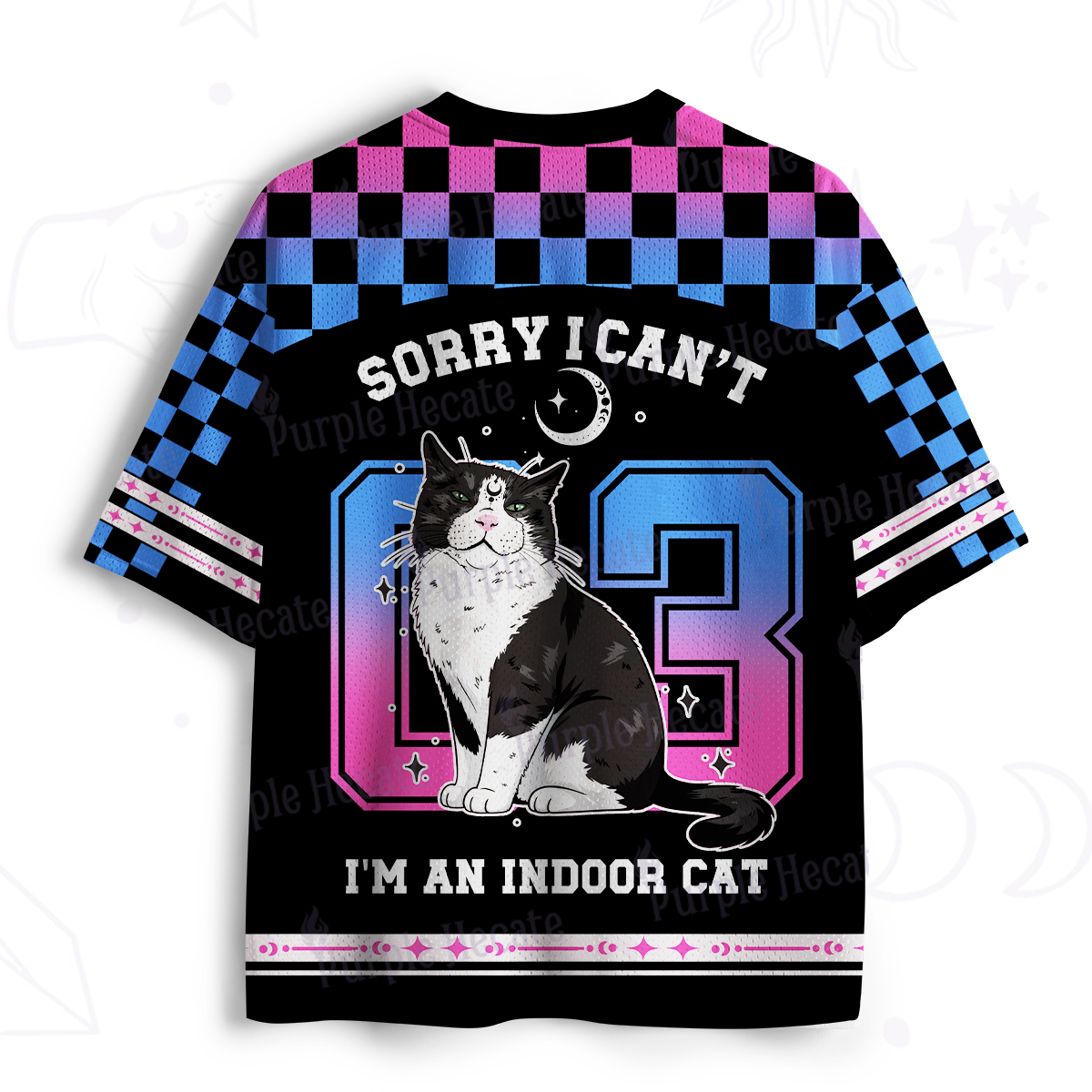 Purplehecate Sorry I Can't Go I'm an Indoor Cat Mesh Jersey