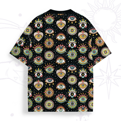 Purplehecate Evil Eye Pattern All Over Print T-Shirt