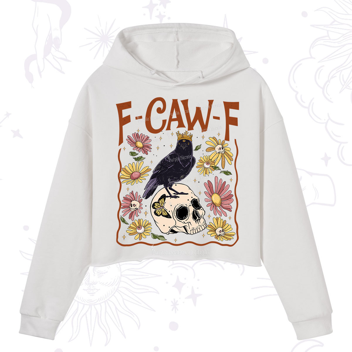 Purplehecate Funny F-Caw-F Crow Crop Hoodie