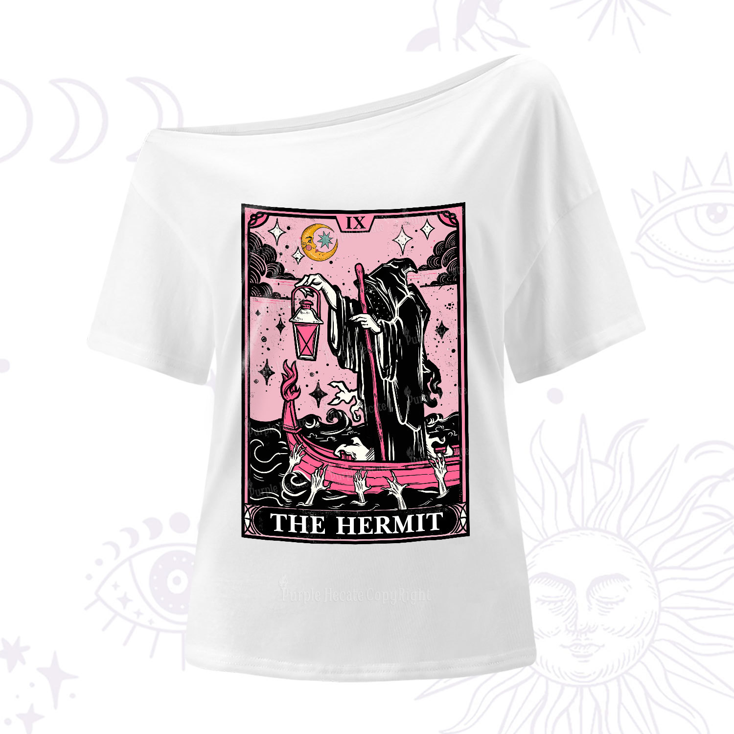 Purplehecate The Hermit Tarot Card One Shoulder T-Shirt