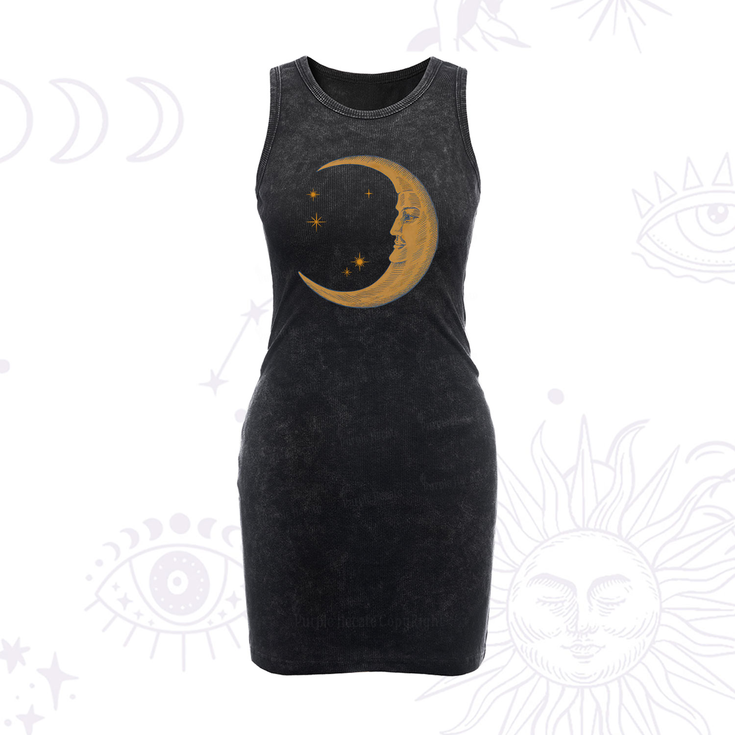 Purplehecate Celestial Moon Vintage Bodycon Tank Dress
