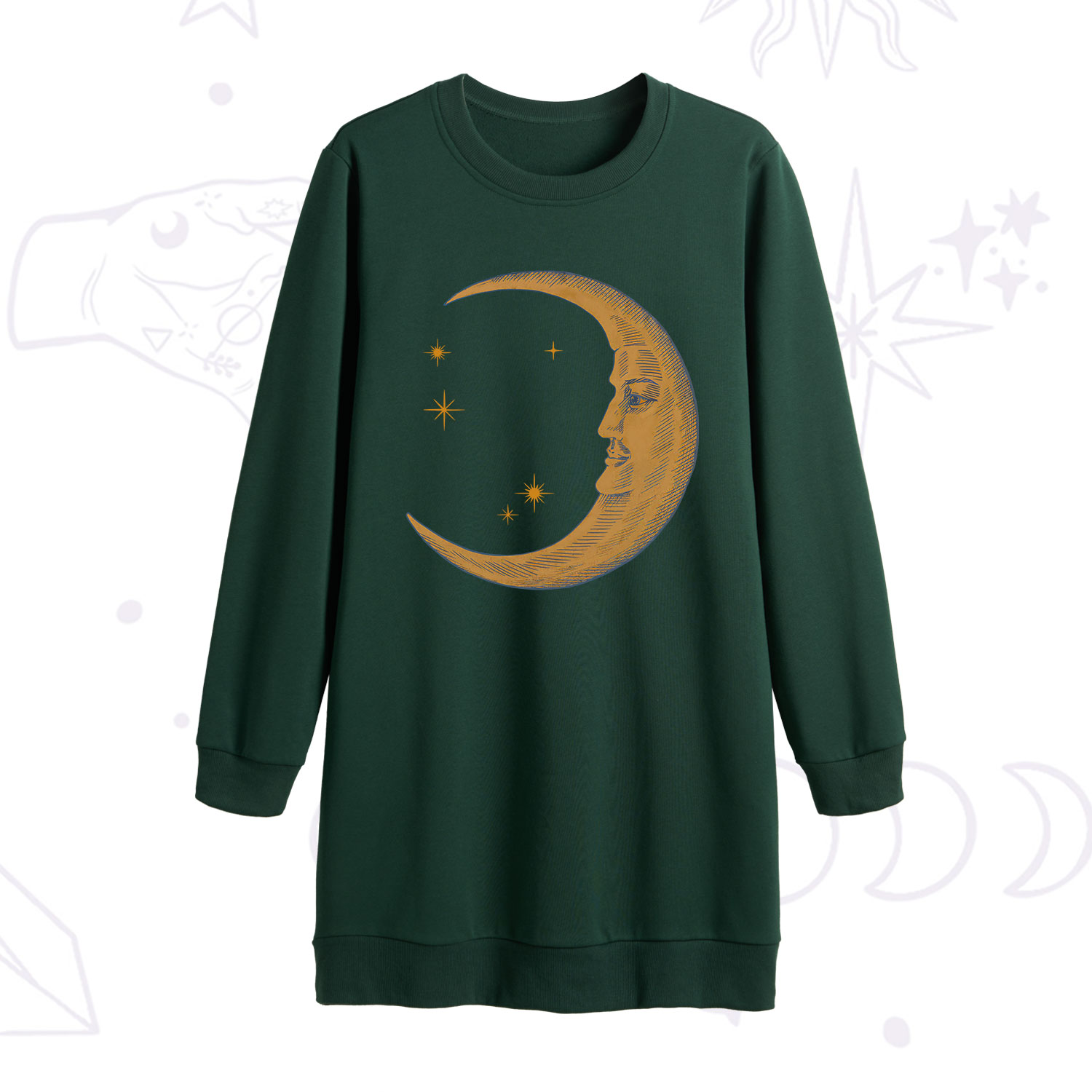 Purplehecate Celestial Moon Sweatshirt Dress