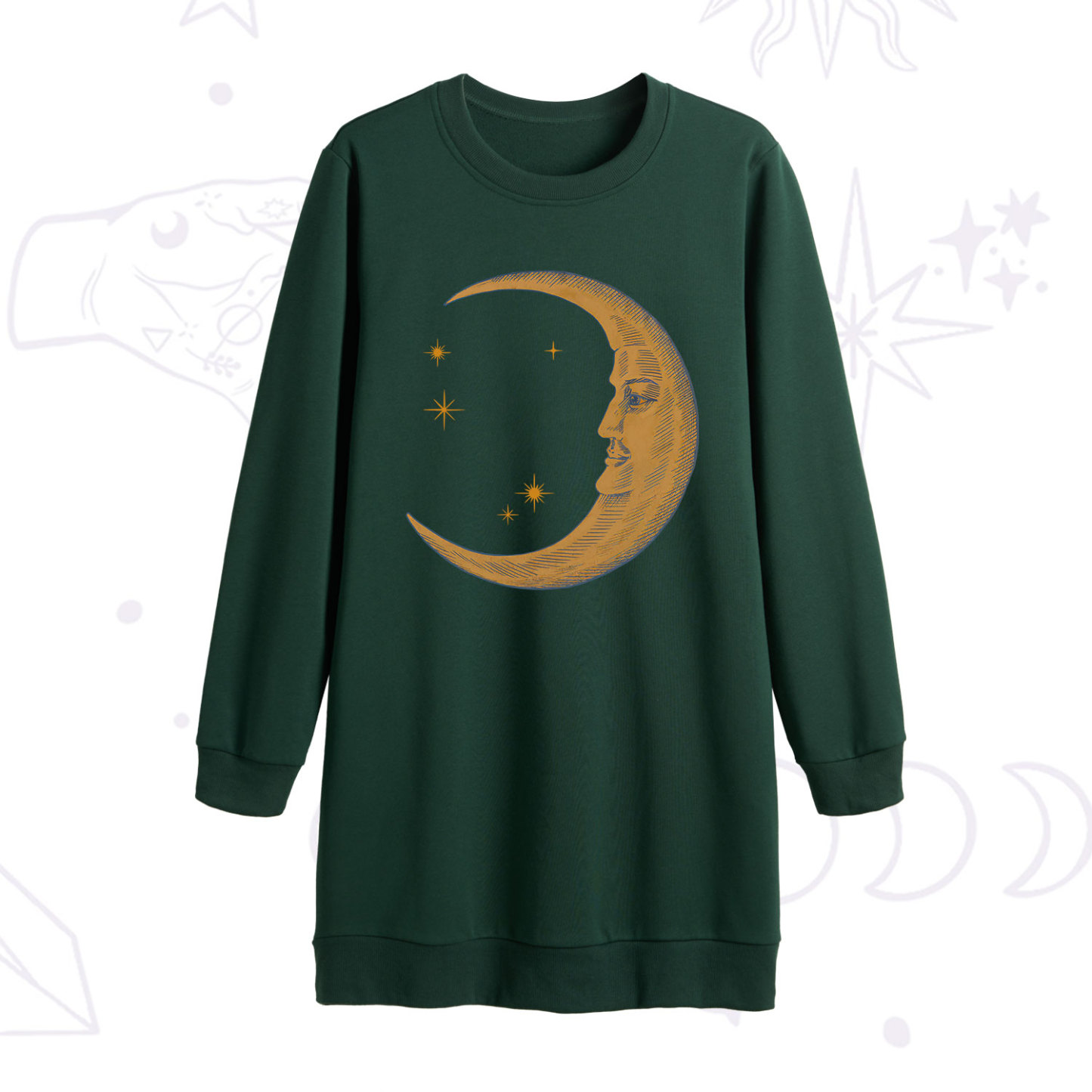 Purplehecate Celestial Moon Sweatshirt Dress