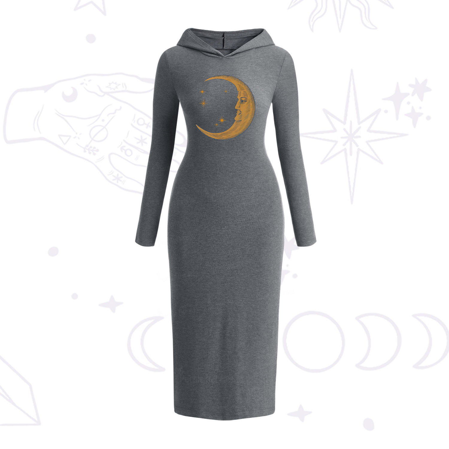 Purplehecate Celestial Moon Hooded Knit Dress