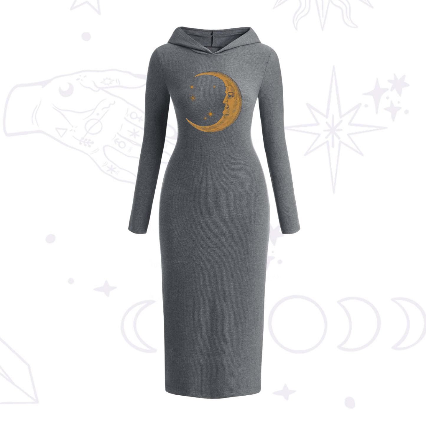 Purplehecate Celestial Moon Hooded Knit Dress