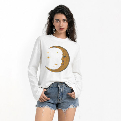 Purplehecate Celestial Moon Slub Long Sleeve T-Shirt