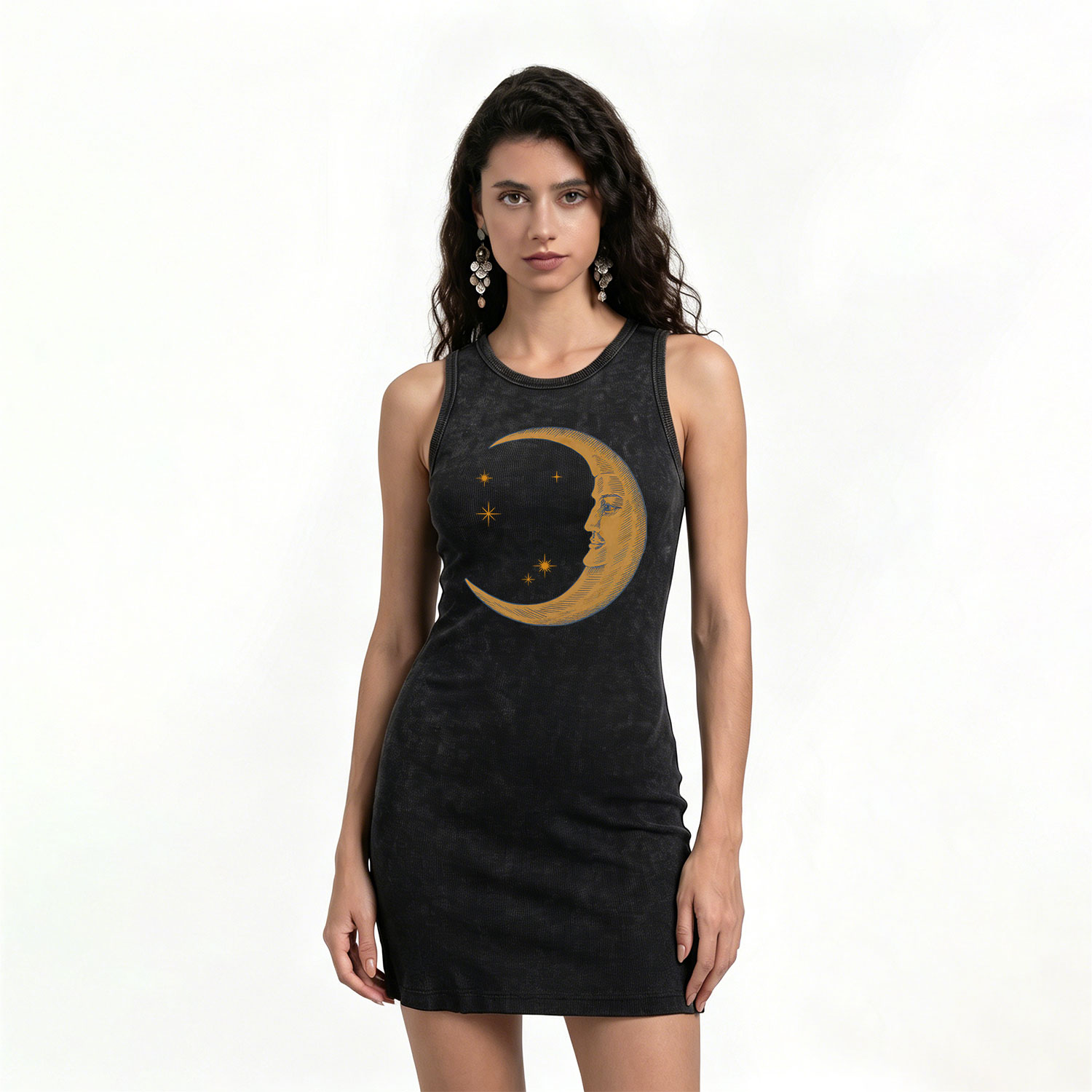 Purplehecate Celestial Moon Vintage Bodycon Tank Dress