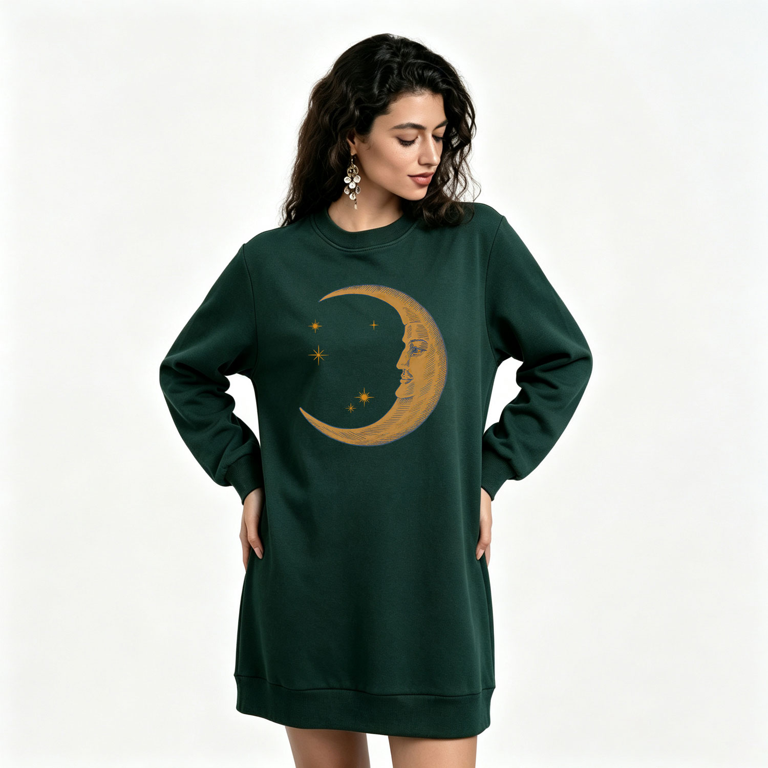 Purplehecate Celestial Moon Sweatshirt Dress