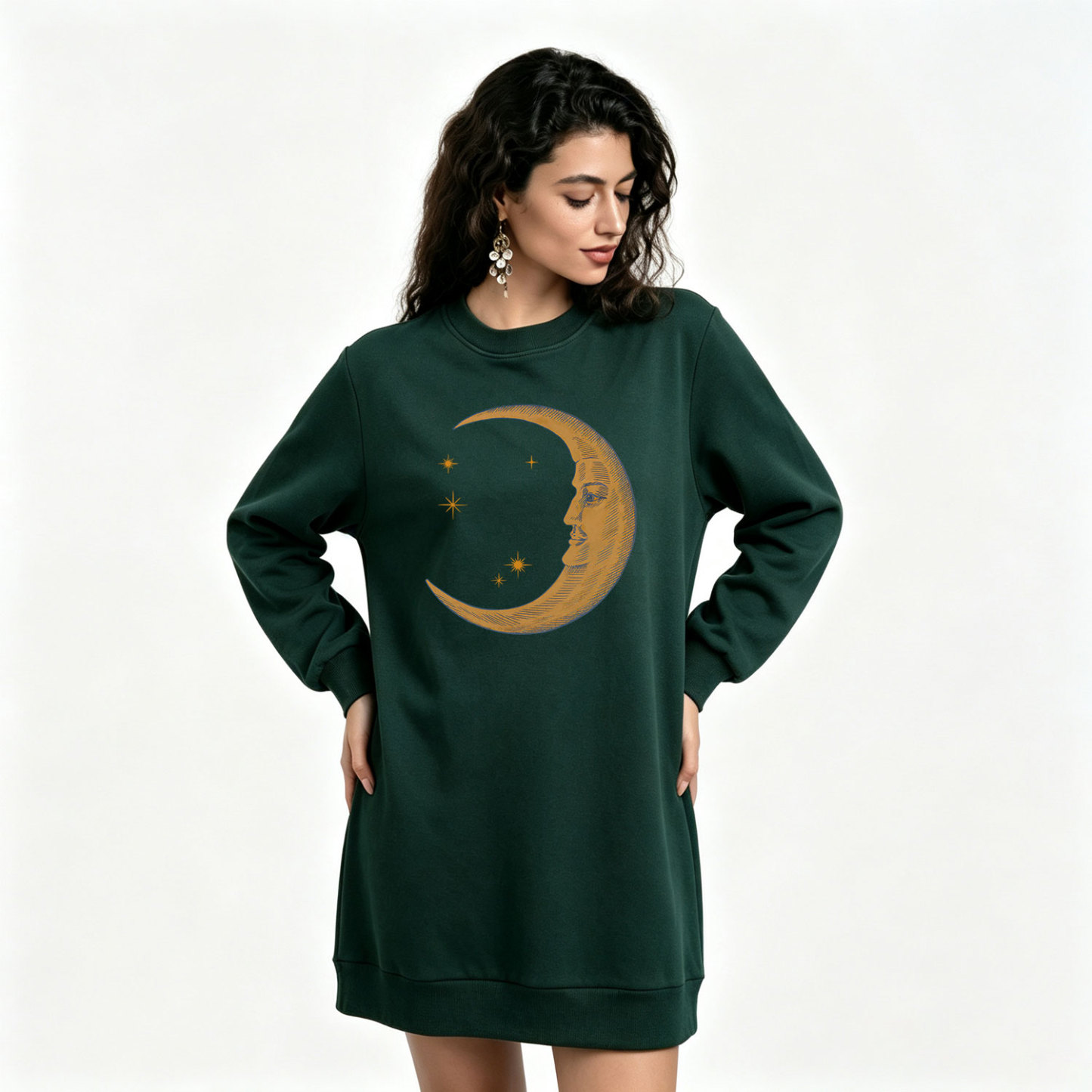Purplehecate Celestial Moon Sweatshirt Dress