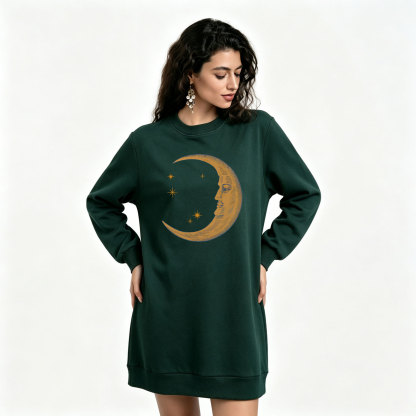 Purplehecate Celestial Moon Sweatshirt Dress