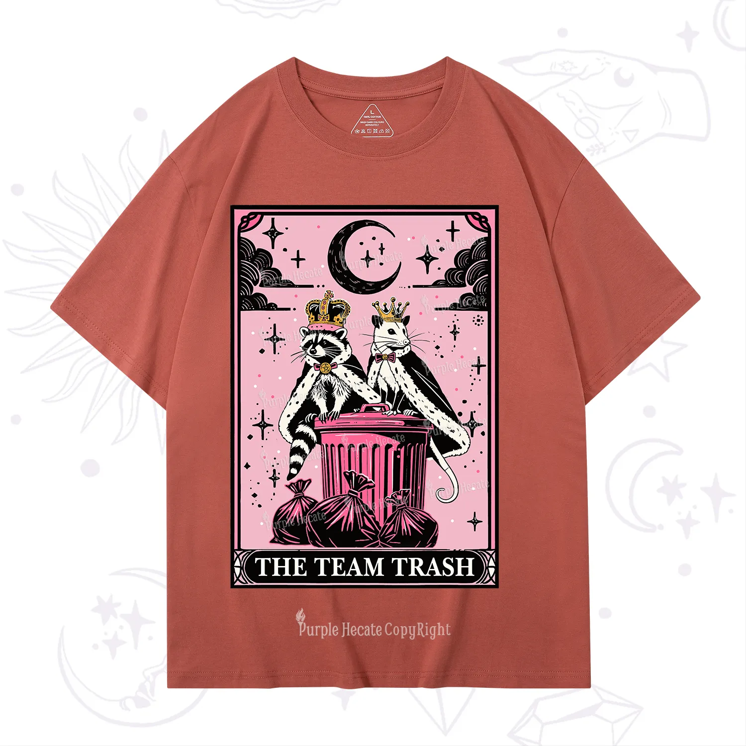 Purplehecate The Trash Kingdom's Tarot Opossum and Raccoon T-Shirt