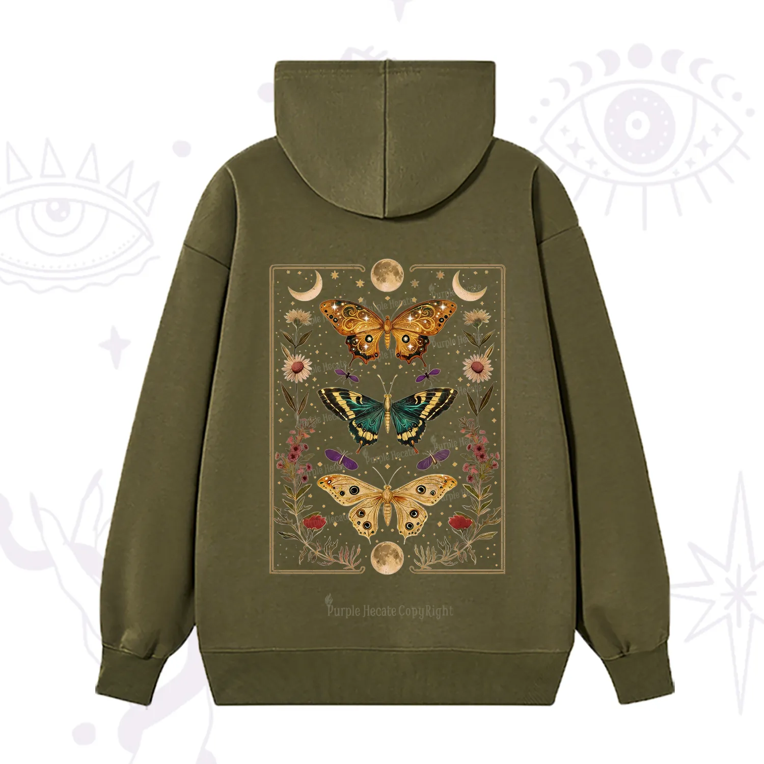 Purplehecate Sun and Moon Butterfly Hoodie