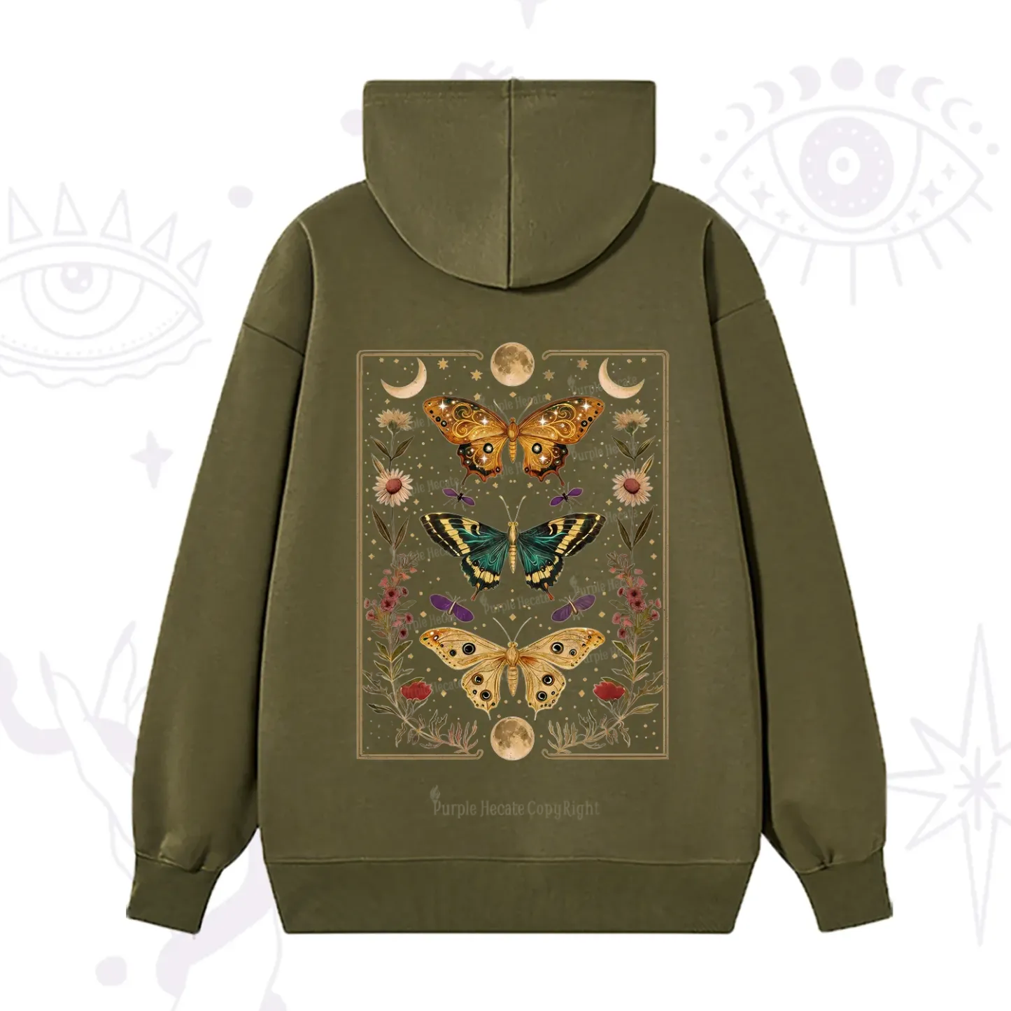Purplehecate Sun and Moon Butterfly Hoodie