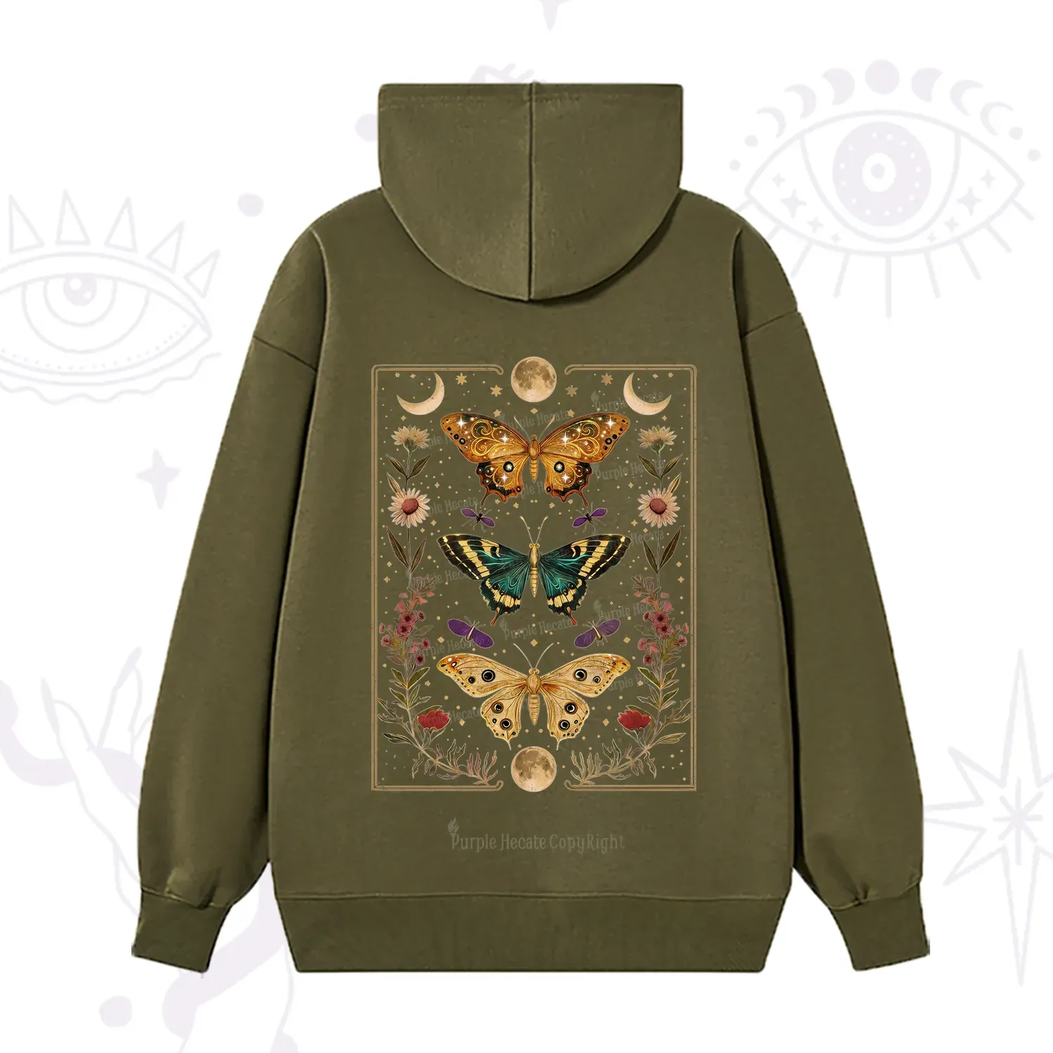 Purplehecate Sun and Moon Butterfly Hoodie