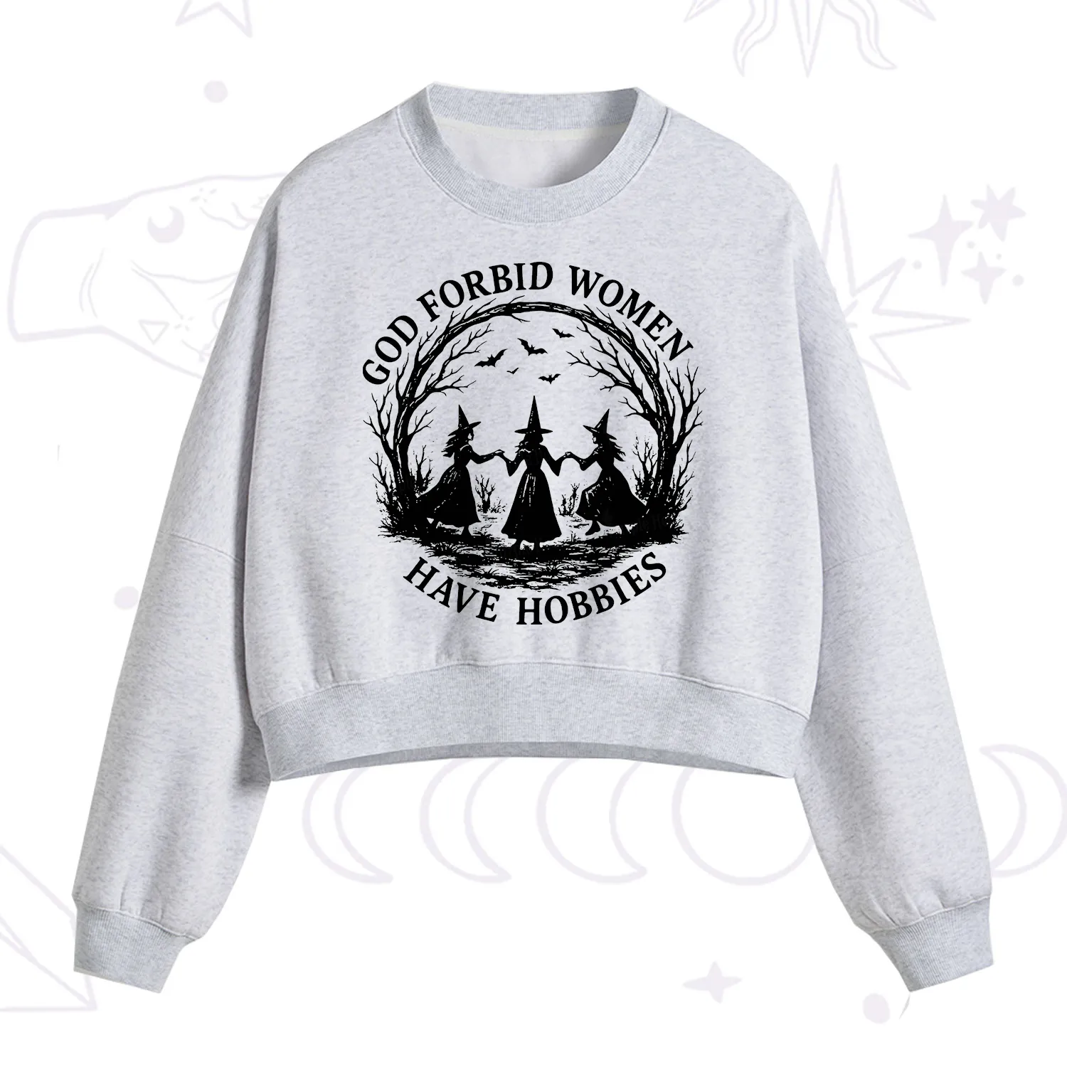 Purplehecate God Forbid Women Have Hobbies Fleece Cropped Sweatshirt