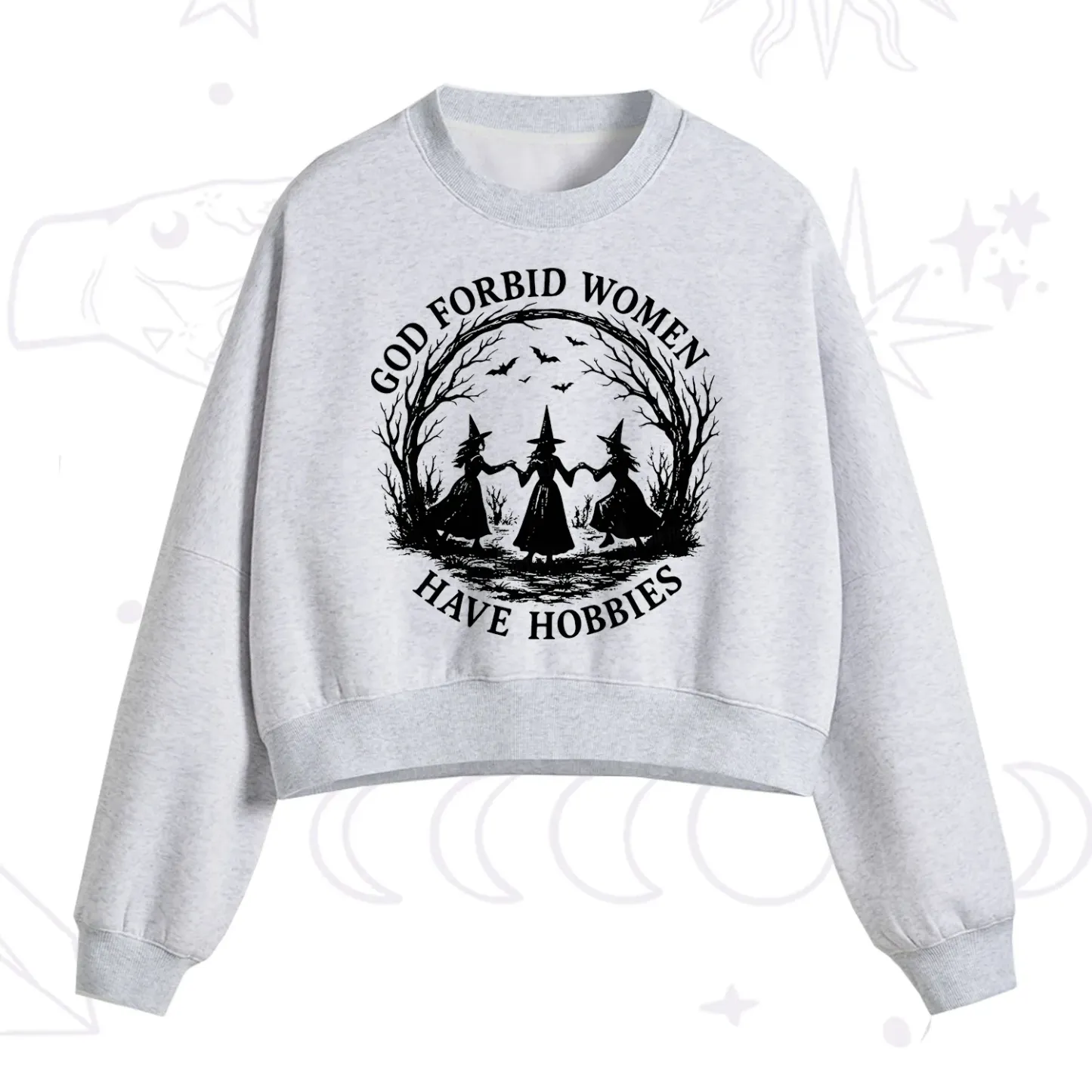 Purplehecate God Forbid Women Have Hobbies Fleece Cropped Sweatshirt