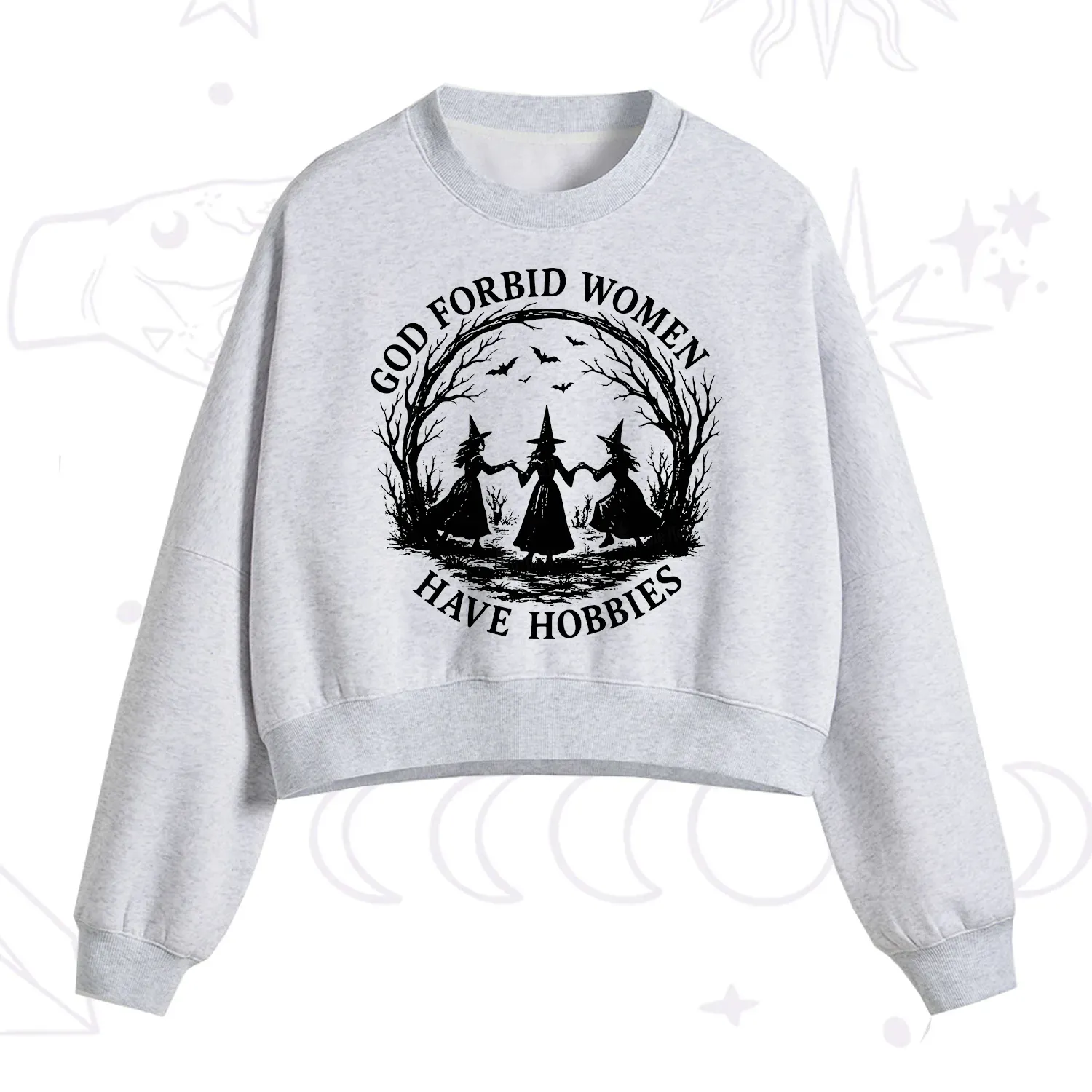 Purplehecate God Forbid Women Have Hobbies Fleece Cropped Sweatshirt