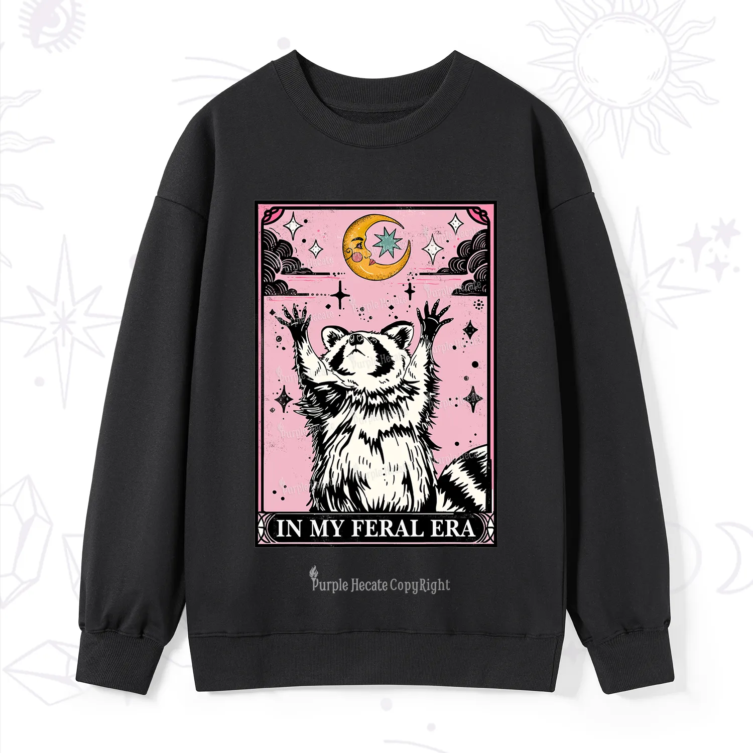 Purplehecate The In My Feral Era Tarot Raccoon Sweatshirt