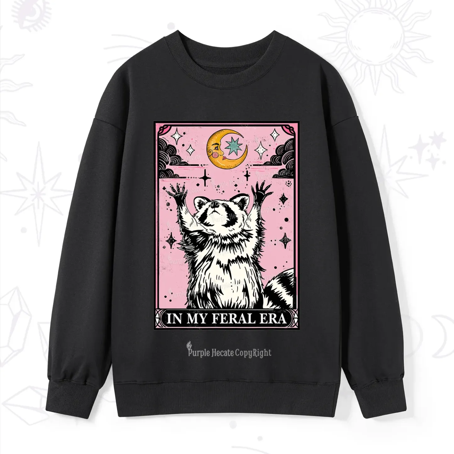 Purplehecate The In My Feral Era Tarot Raccoon Sweatshirt