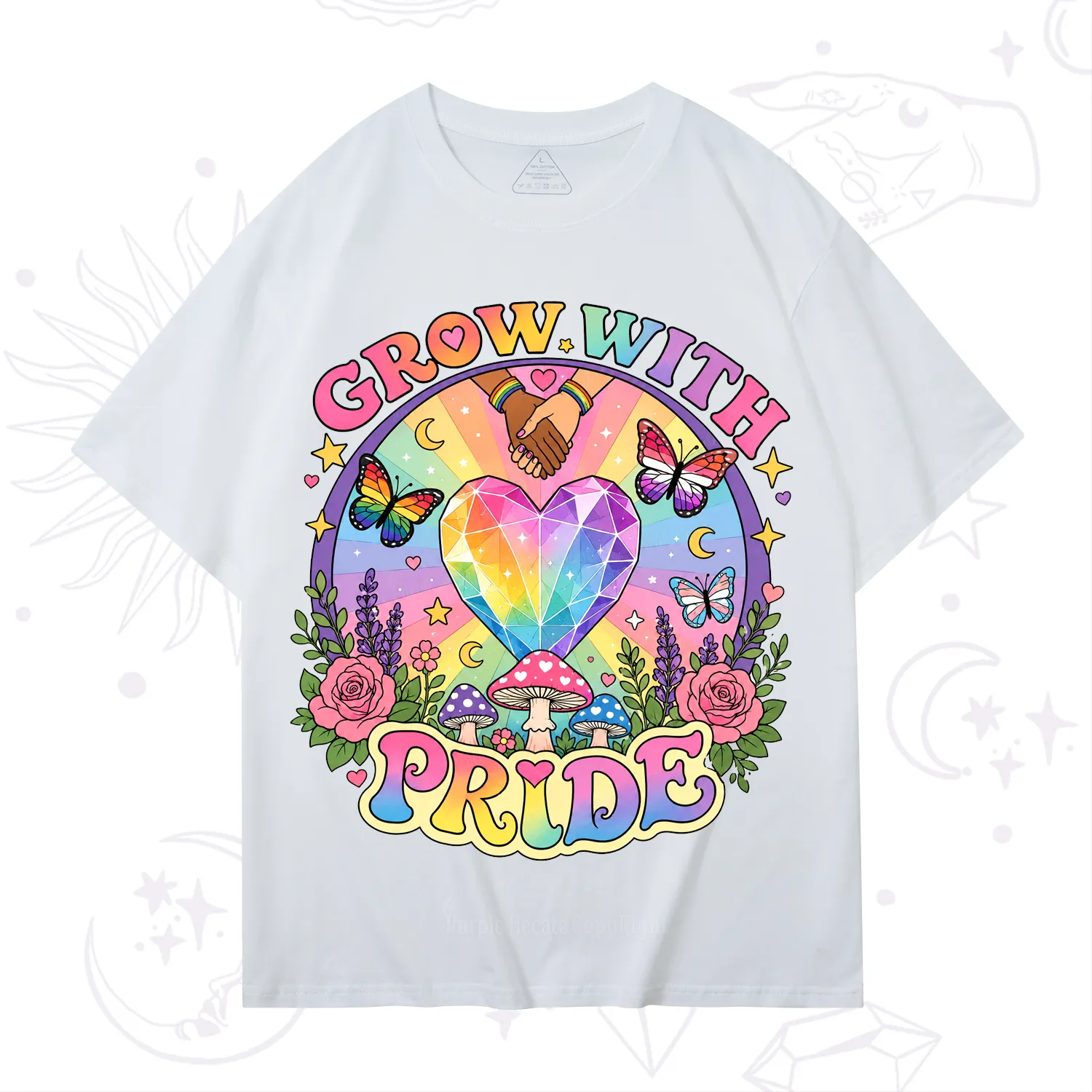 Purplehecate Grow With Pride Rainbow Heart T-Shirt