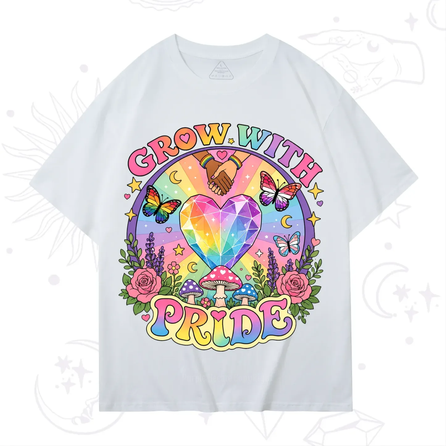 Purplehecate Grow With Pride Rainbow Heart T-Shirt