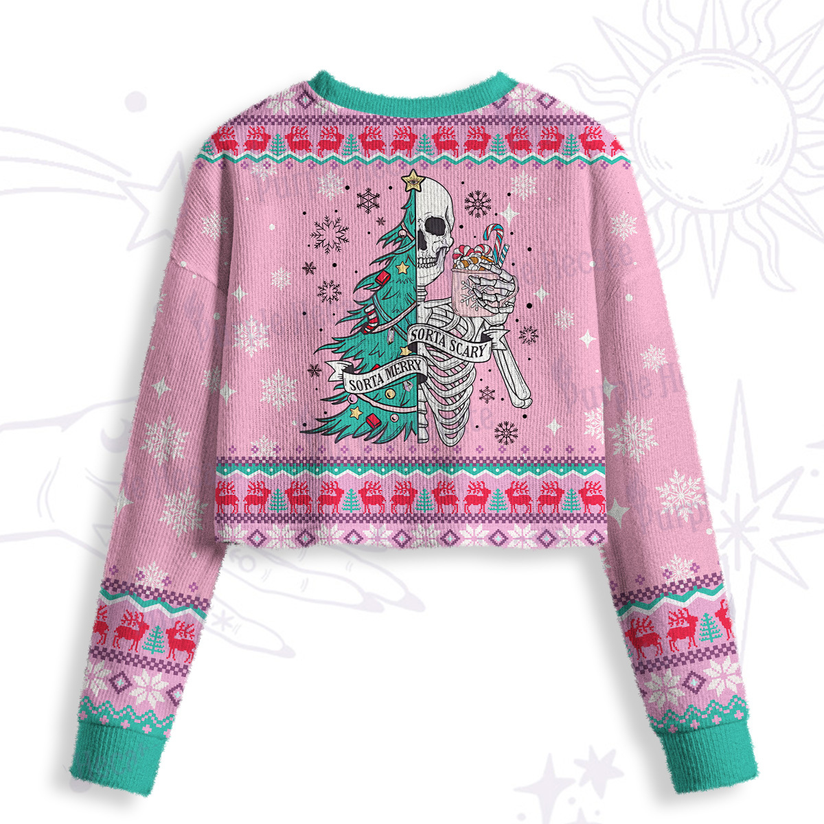 Purplehecate Sorta Merry Sorta Scary Christmas Crop Fuzzy Ugly Sweatshirt