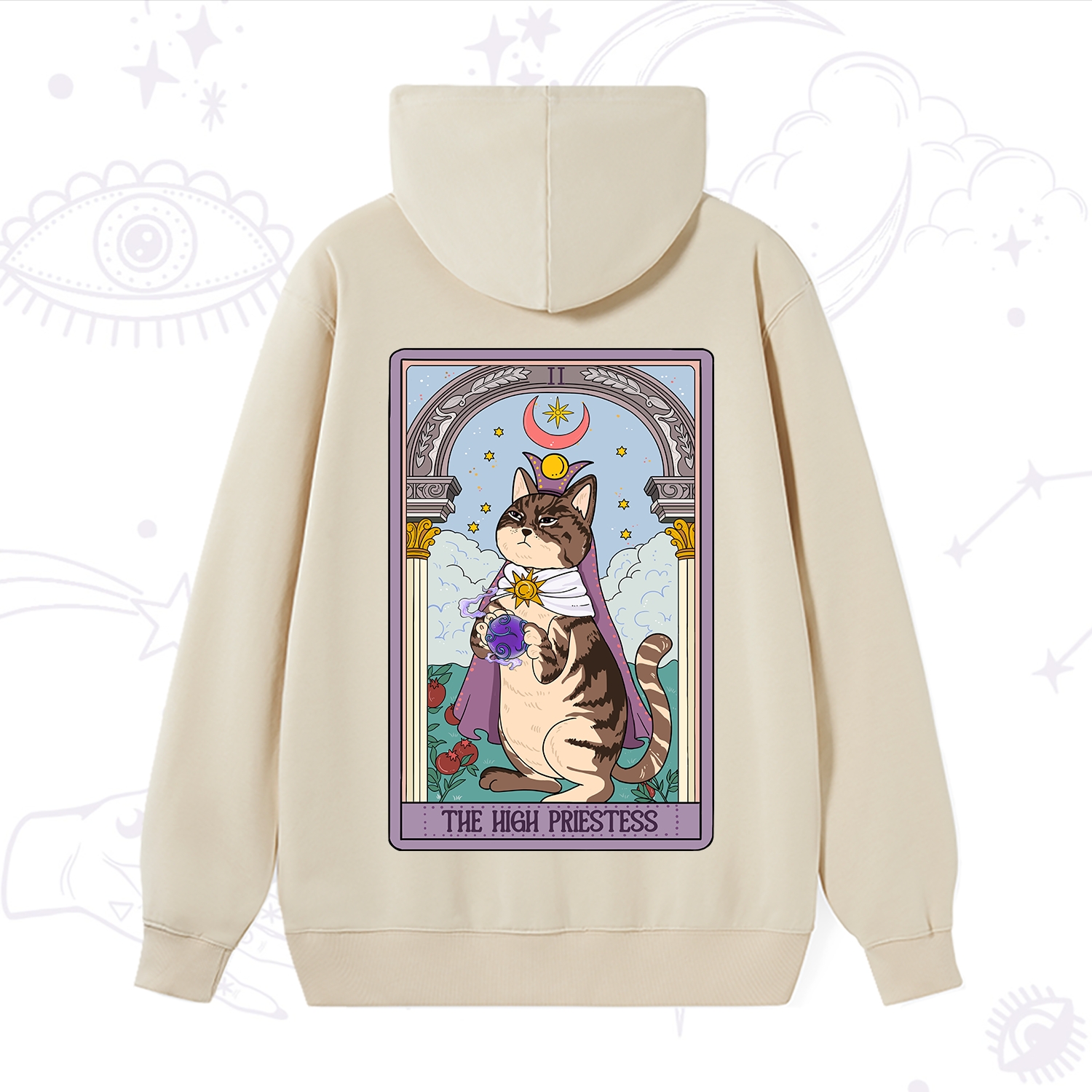 Purplehecate The High Priestess Cat Tarot Hoodie