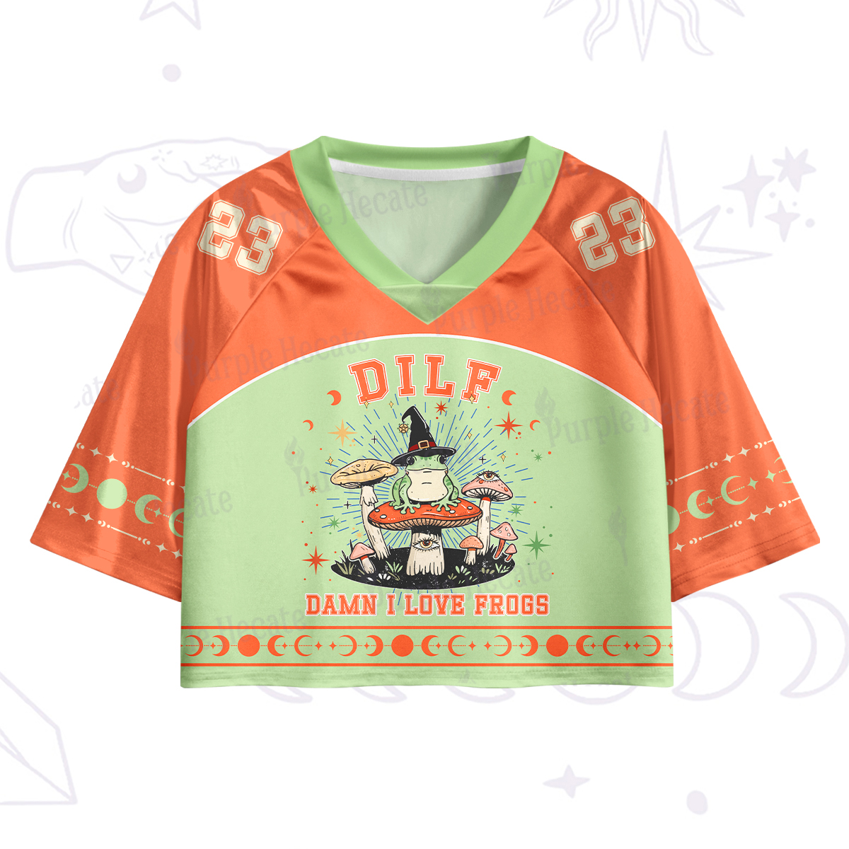 Purplehecate Dilf Damn I Love Frogs Crop Jersey Top