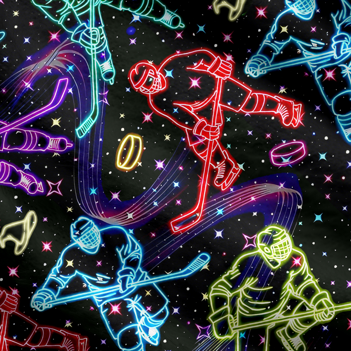 Purplehecate Neon Night Hockey Cardigan Sweaters