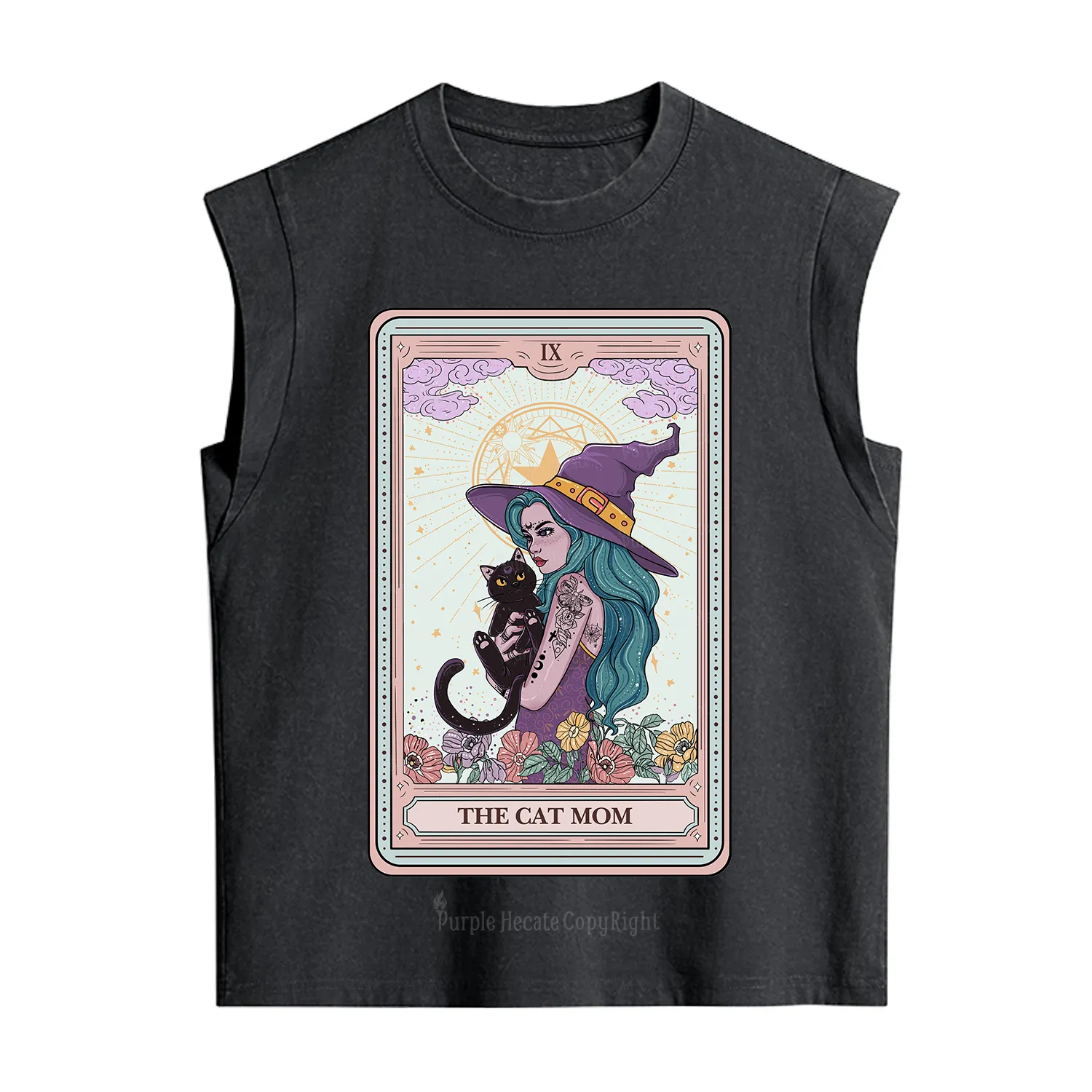 Purplehecate The Gothic Cat Mom Tarot Vintage Washed Tank