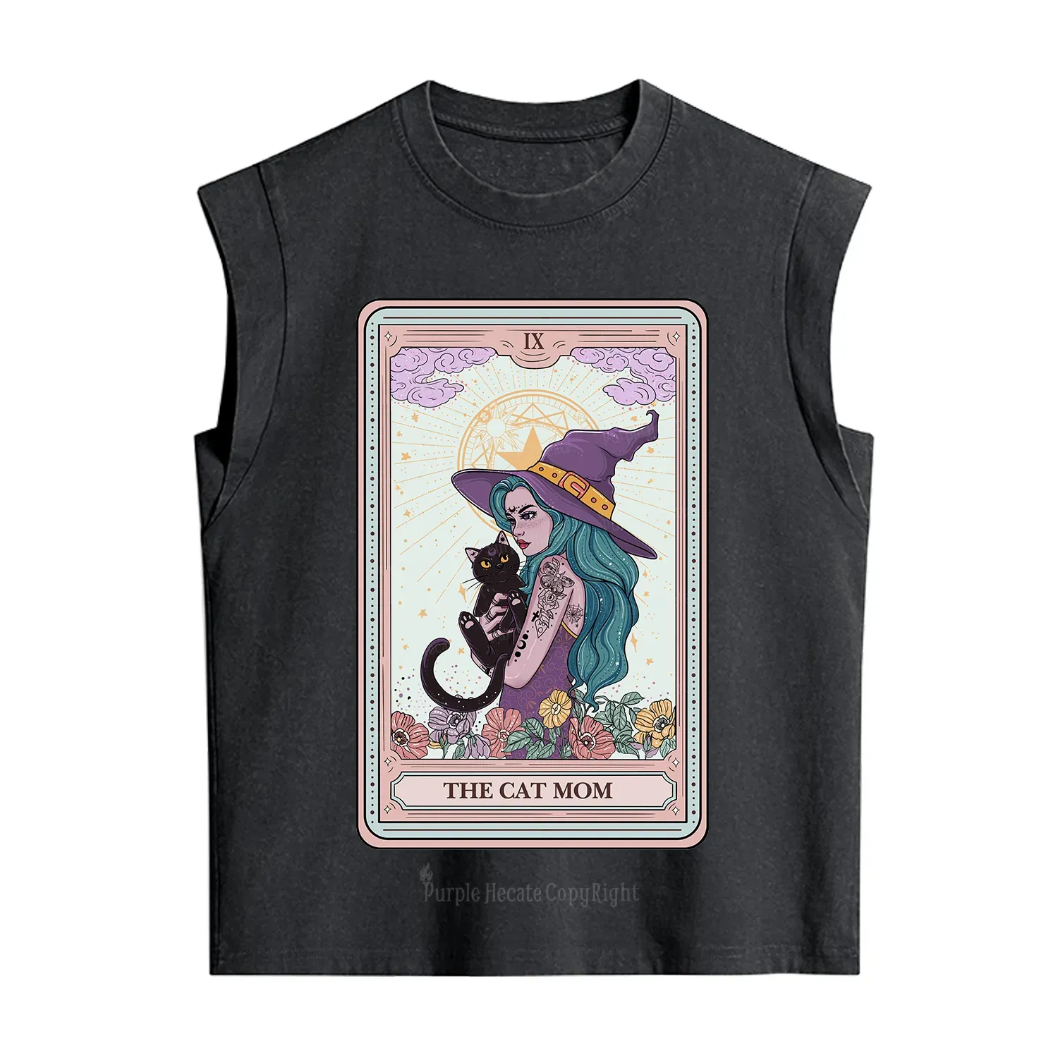 Purplehecate The Gothic Cat Mom Tarot Vintage Washed Tank