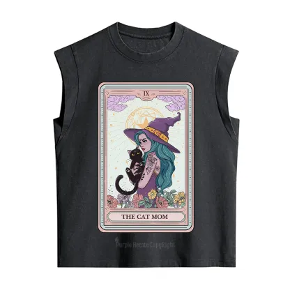 Purplehecate The Gothic Cat Mom Tarot Vintage Washed Tank